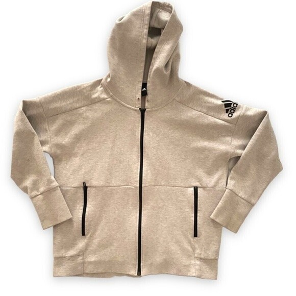 Adidas ID Stadium Full Zip Gray Hoodie Black Zip Comfortable Athletic Sweater - Picture 11 of 15